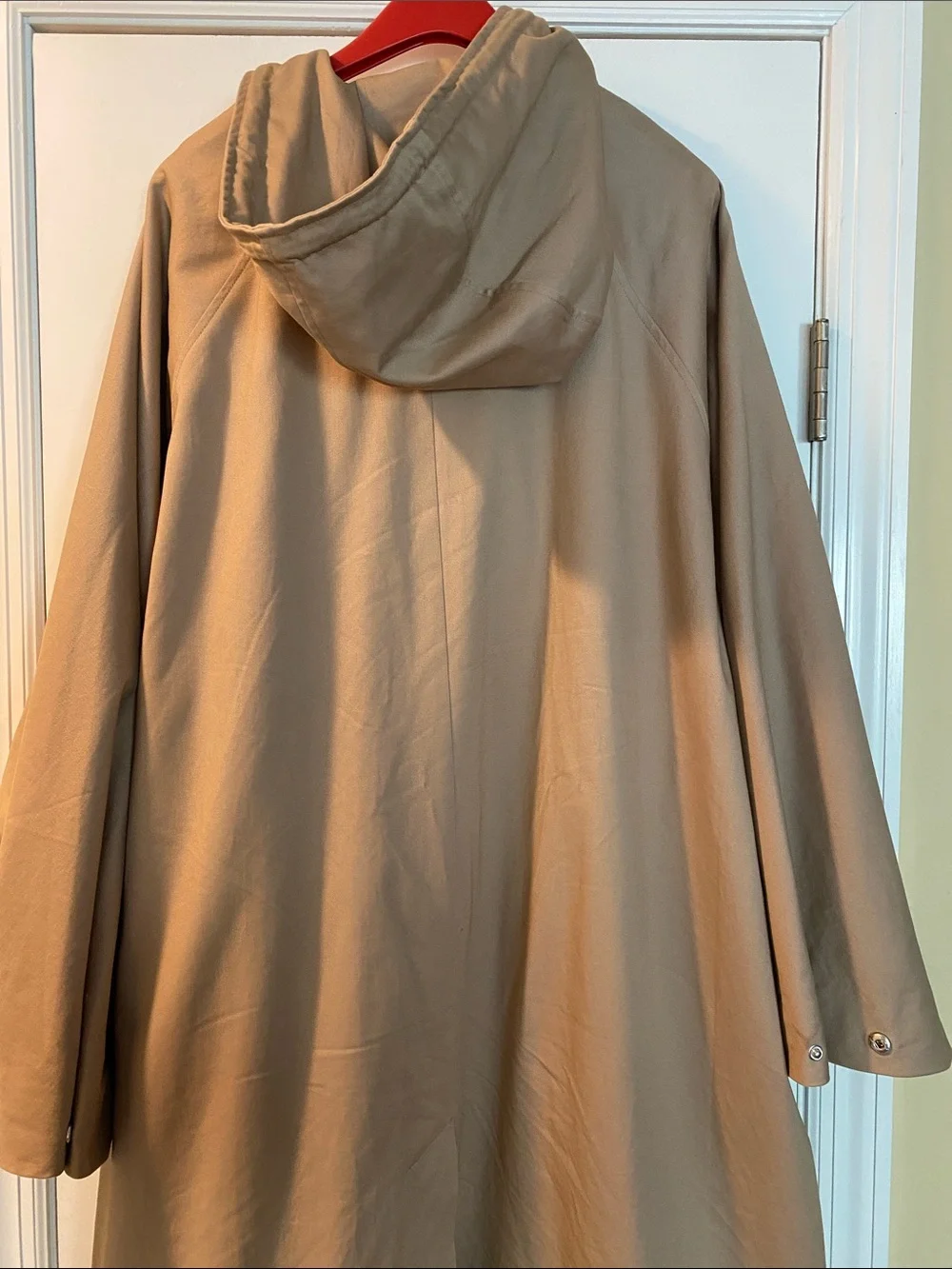 Aligne 98% Organic Cotton Long Hooded Double Zip Trench Coat NWOT